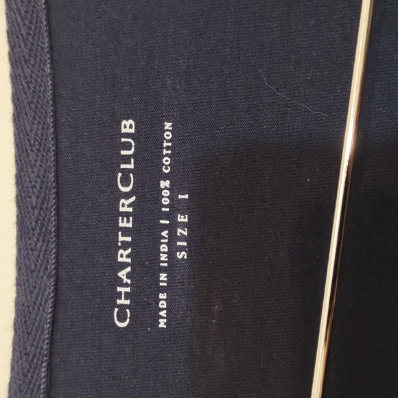 USED CHARTER CLUB 3/4 SLEEVE SHIRT NAVY BLUE SIZE L - Picture 2 of 11